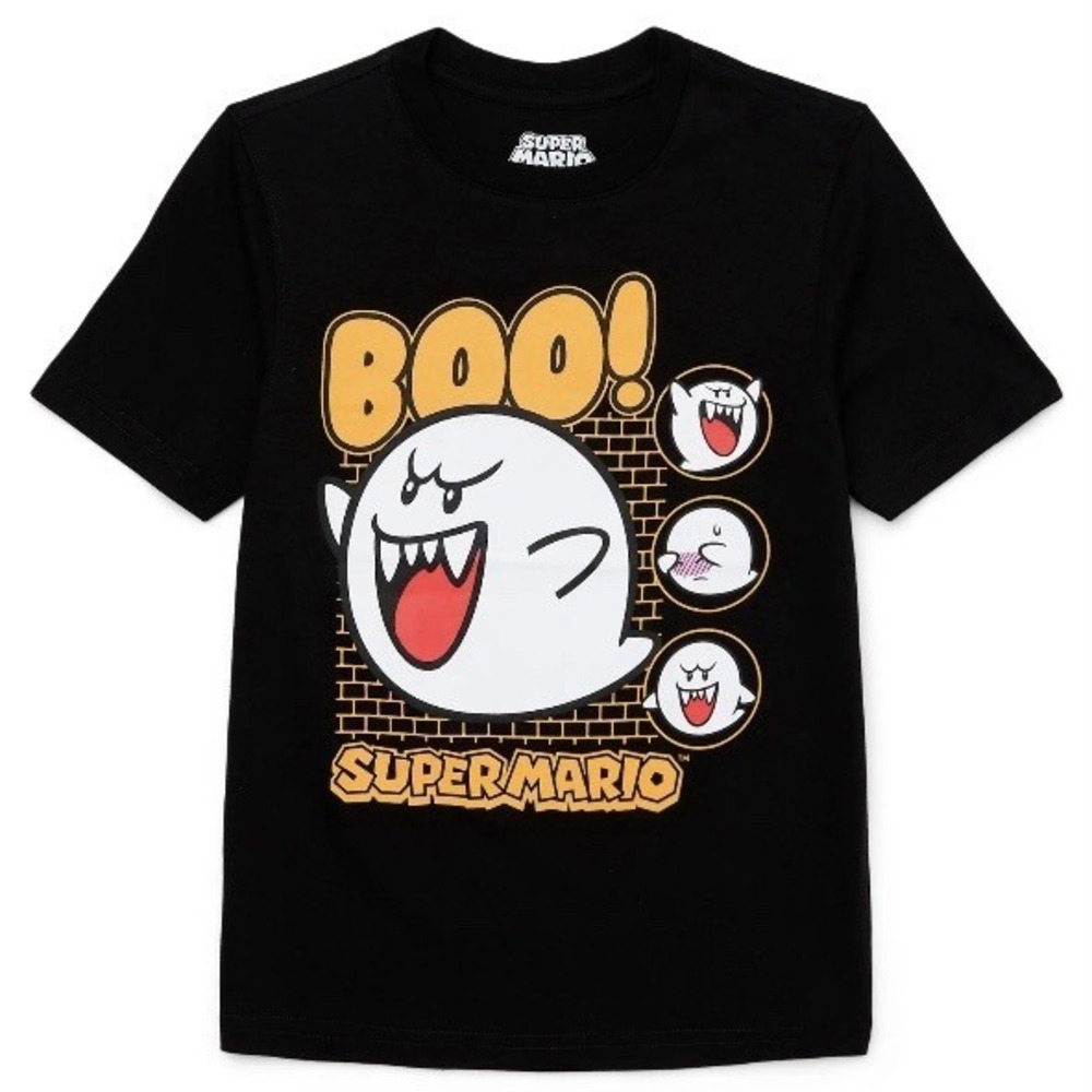 Super Mario Moody Boo Boys Graphic Tee XXL 18 New with Tags Black Nintendo Game